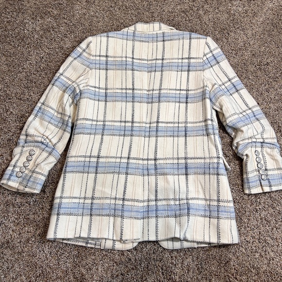 VERONICA BEARD Beacon PLAID Dickey Jacket White Blue Womens Blazer - Picture 9 of 9